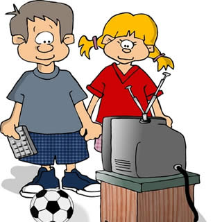 Kinder sehen Fußball im Fernsehen