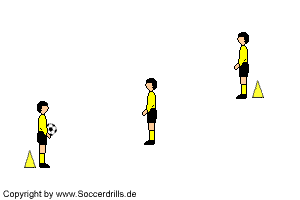 Fußballtraining - Der Ball wird per Sprungkopfball zum Mitspieler weitergeleitet